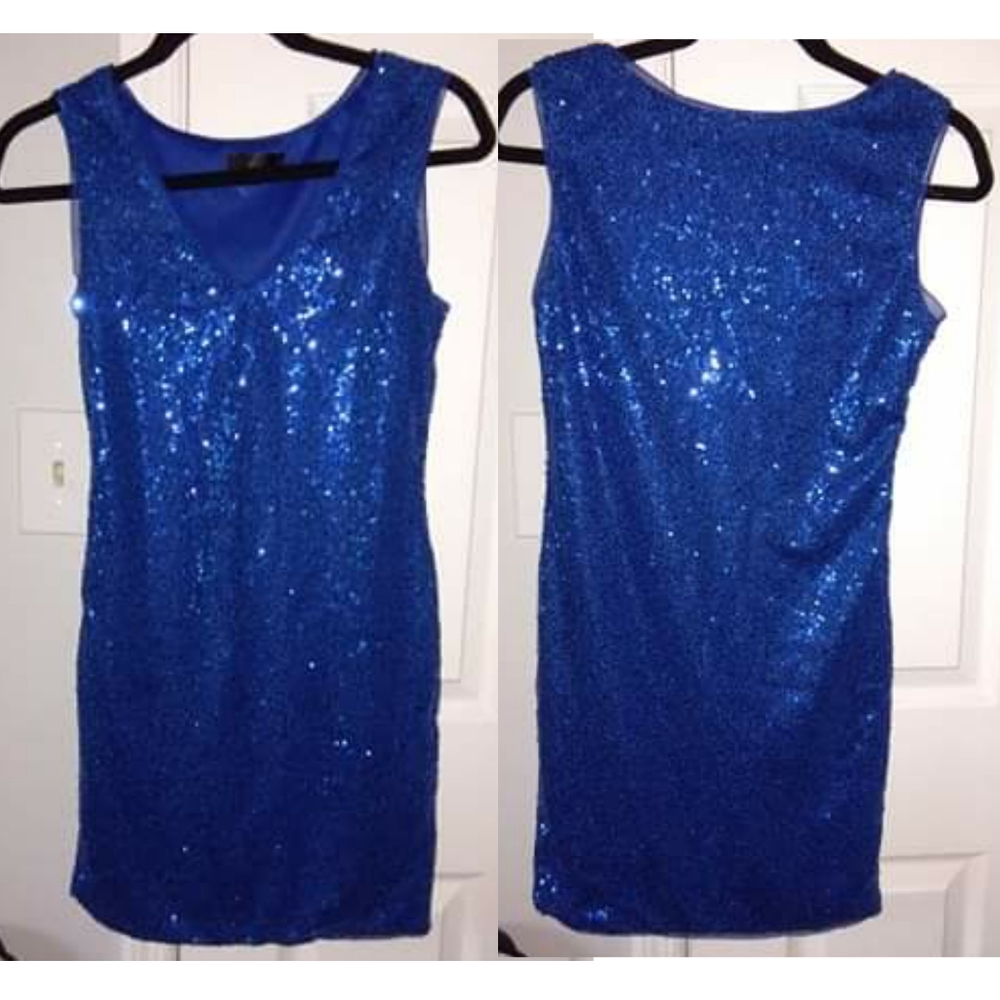 Sequin royal blue dress L.30"
